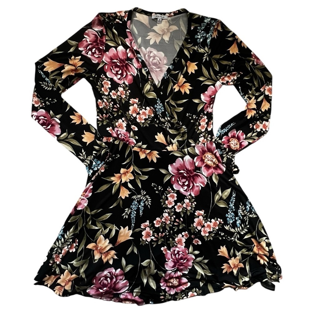 White Birch Gray and Pink Floral Dress/Romper EUC M
